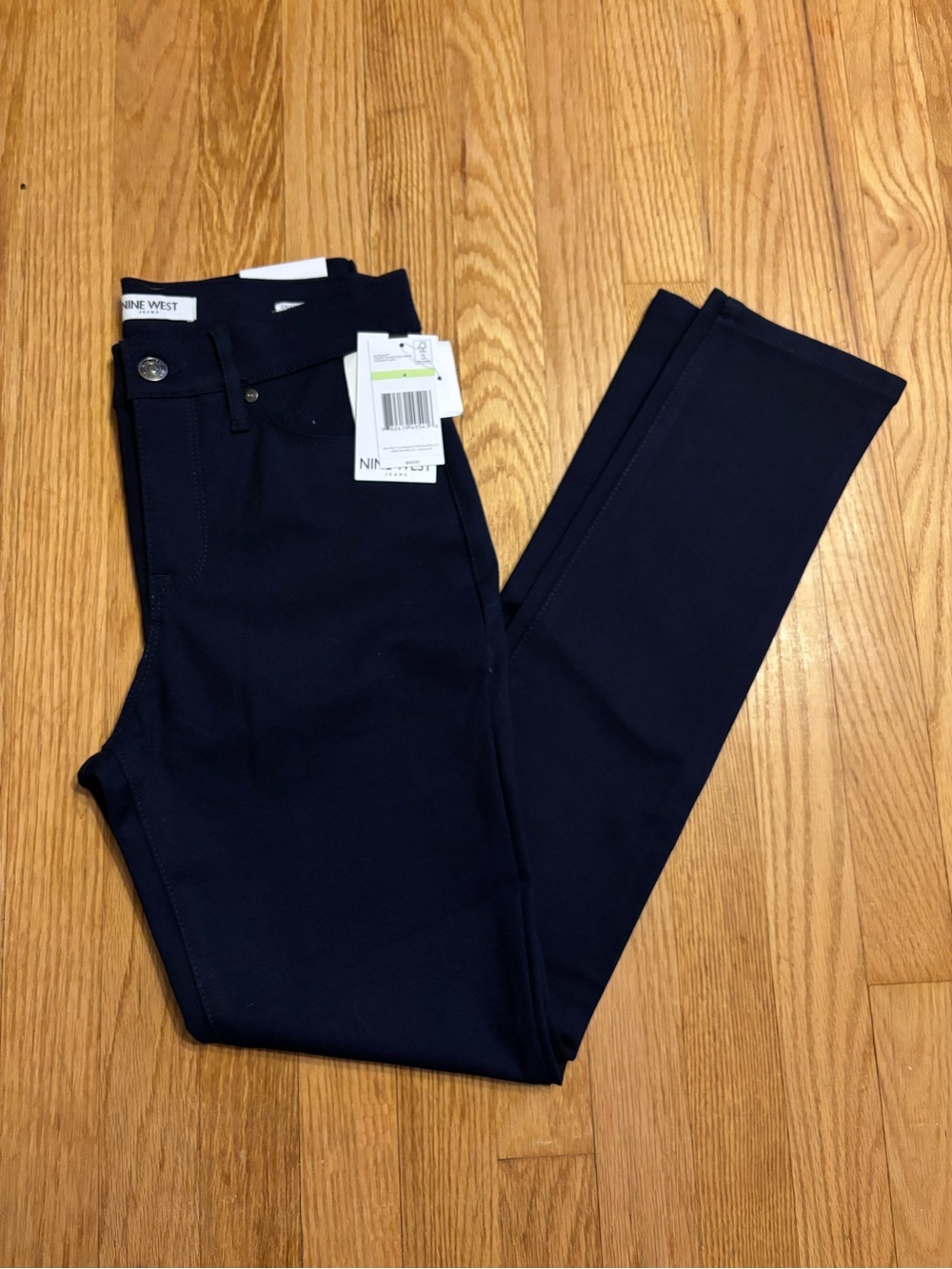 Nine West Midnight Navy Stretch Cigarette High Rise Pants - Size 4